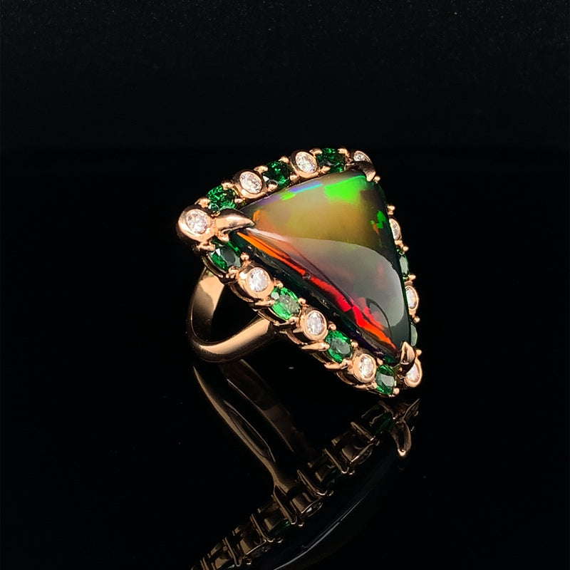 Black Opal Gold Ring