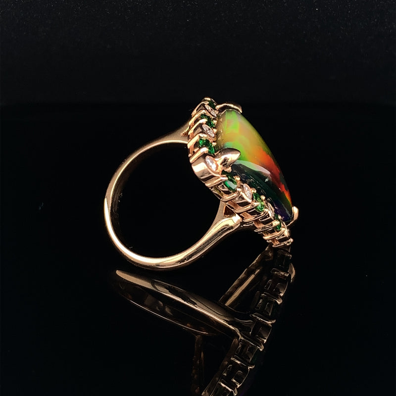 Black Opal Gold Ring