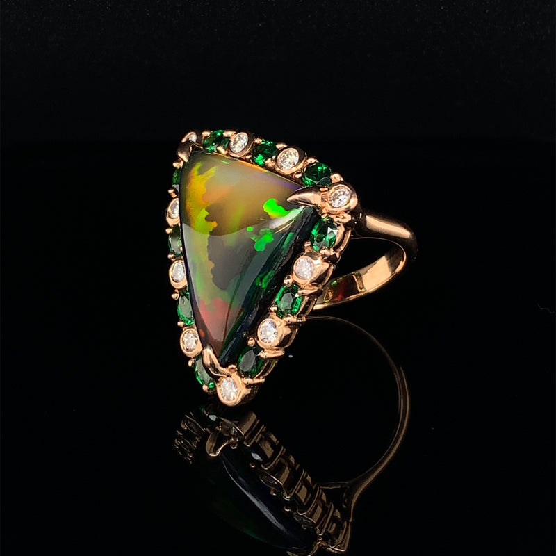 Black Opal Gold Ring