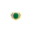 Green Chalcedony Set In With White Zircon Gold Plated Silver Ring