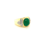 Green Chalcedony Set In With White Zircon Gold Plated Silver Ring