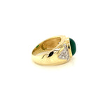 Green Chalcedony Set In With White Zircon Gold Plated Silver Ring