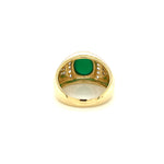 Green Chalcedony Set In With White Zircon Gold Plated Silver Ring