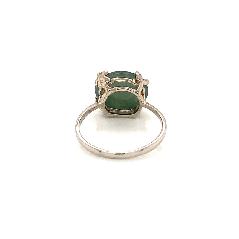 Green Jade Silver Ring