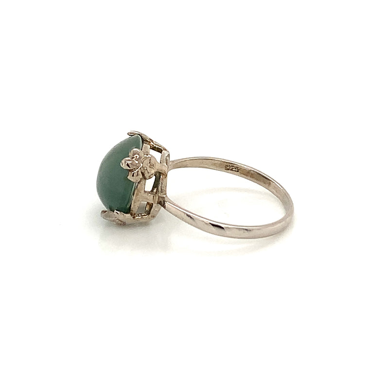 Green Jade Silver Ring