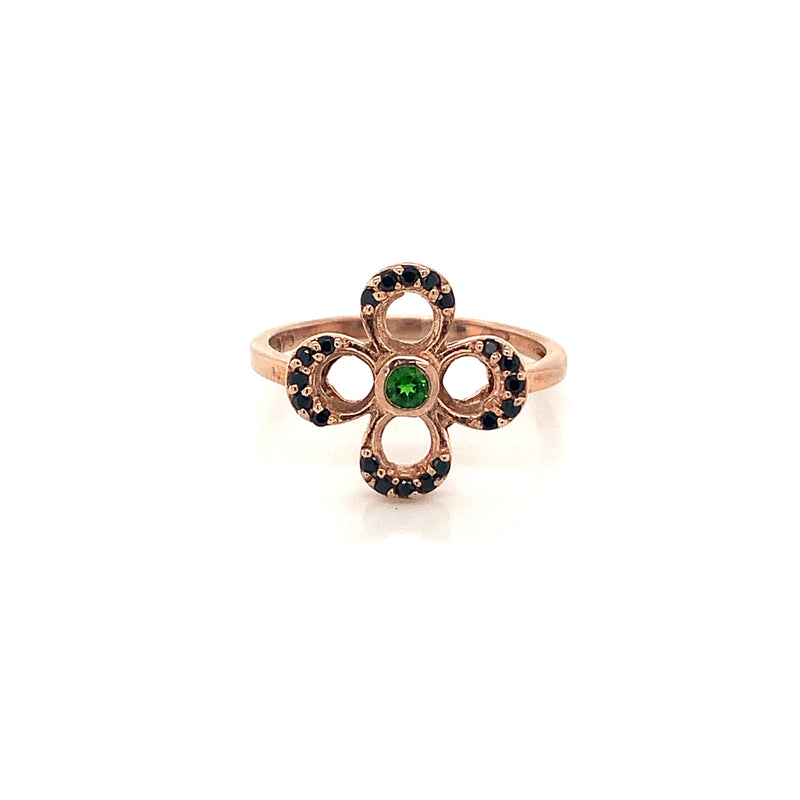 Green Garnet  Gold Plated Silver Ring