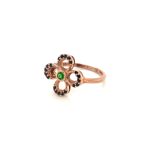 Green Garnet  Gold Plated Silver Ring