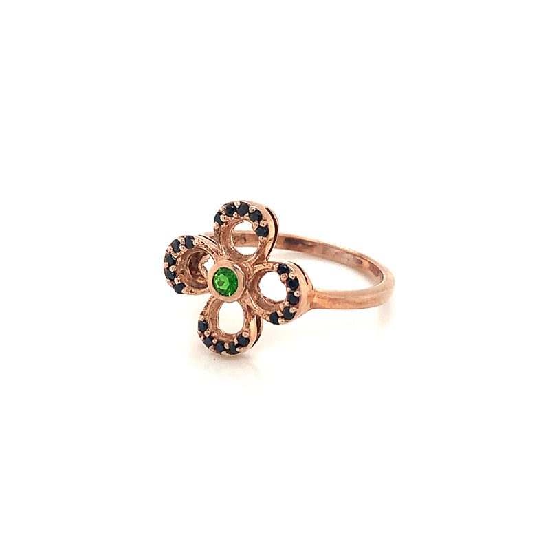 Green Garnet  Gold Plated Silver Ring