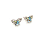 Blue Topaz & Peridot Silver Earring