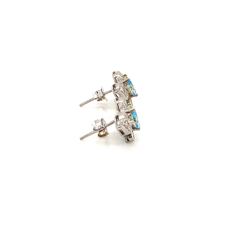 Blue Topaz & Peridot Silver Earring