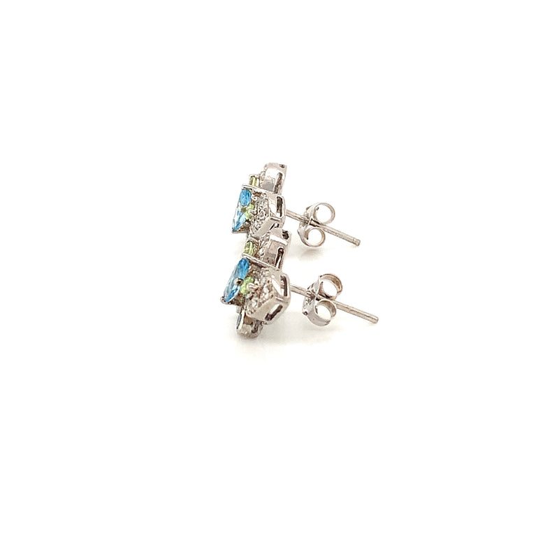 Blue Topaz & Peridot Silver Earring