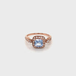 Aquamarine Set In with White Zircon Gold Plated Silver Ring