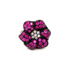 Burmese Ruby & Diamonds Black Rhodium Plated 925 Silver Ring