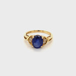 Blue Sapphire Gold Plated Silver Ring