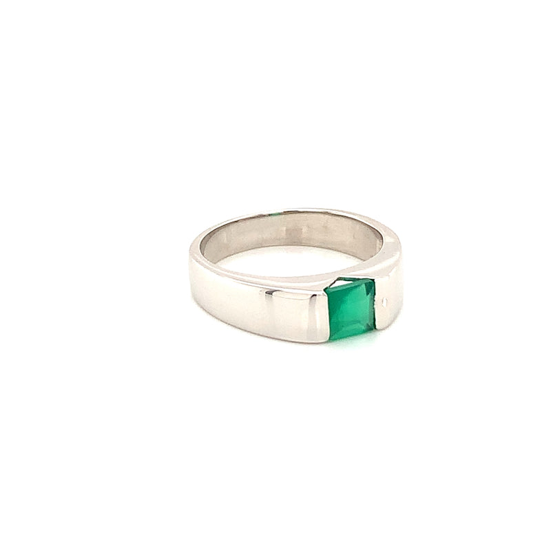 Green Agate Silver Ring