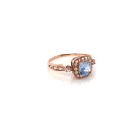 Aquamarine Set In with White Zircon Gold Plated Silver Ring