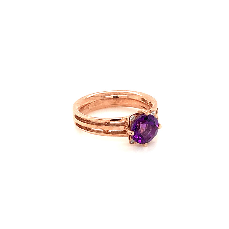 Amethyst Gold Plated Silver Ring