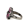 Burmese Ruby & Diamonds Black Rhodium Plated 925 Silver Ring