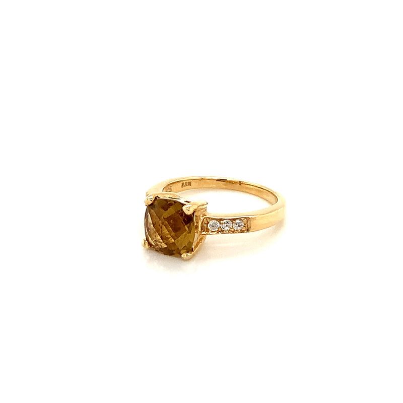 Citrine Gold Plated Silver Ring