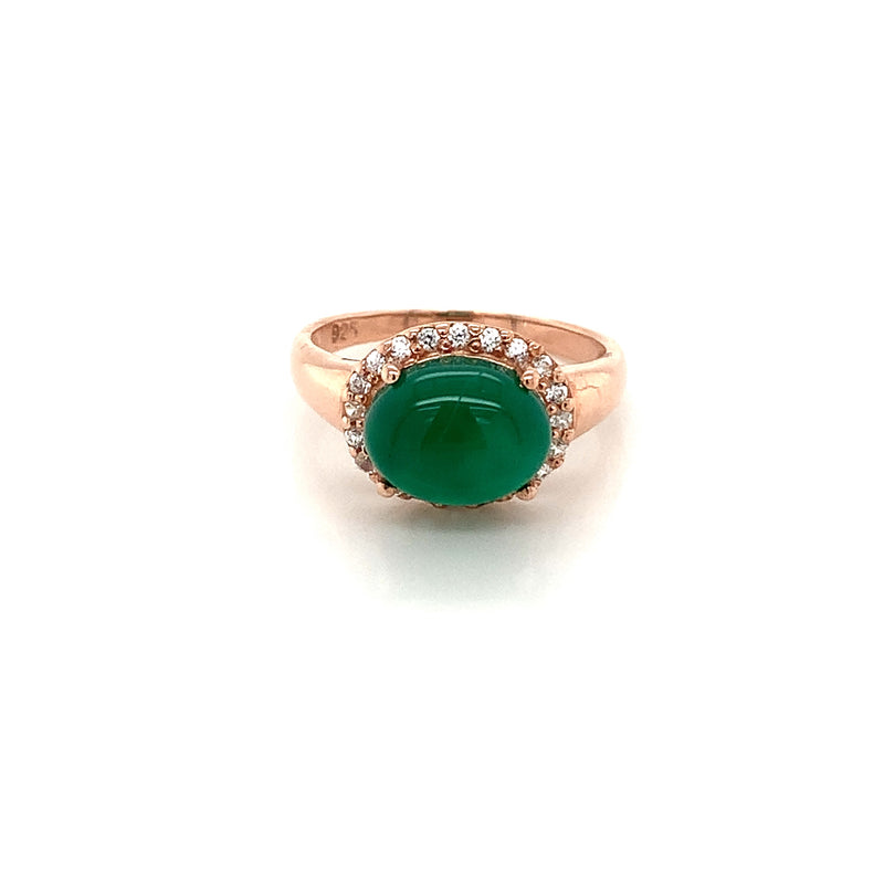 Green Agate Silver Ring