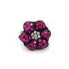 Burmese Ruby & Diamonds Black Rhodium Plated 925 Silver Ring