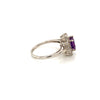 Amethyst Set In With White Zircon Silver Ring