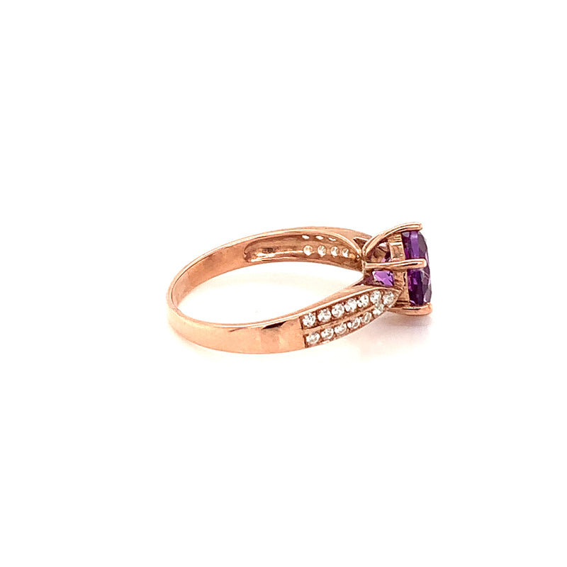 Amethyst Gold Plated Silver Ring