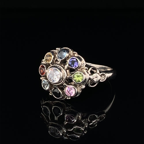 9 Stone 925 Silver Ring