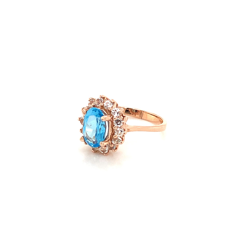 Blue Topaz Gold Plated Silver Ring