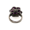 Burmese Ruby & Diamonds Black Rhodium Plated 925 Silver Ring