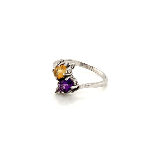 Amethyst & Citrine Silver Ring