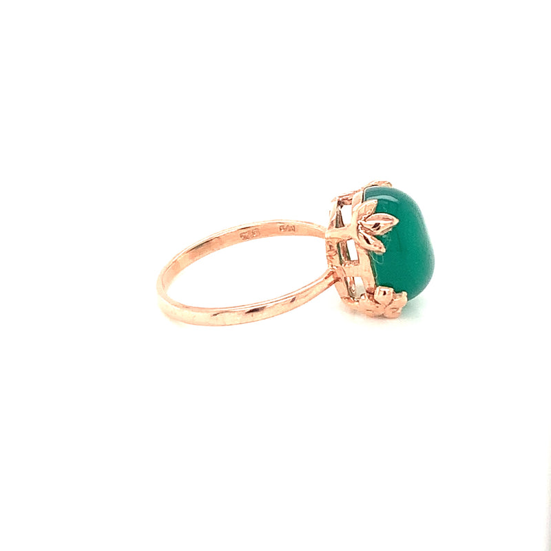 Chrysoprase Gold Plated Silver Ring