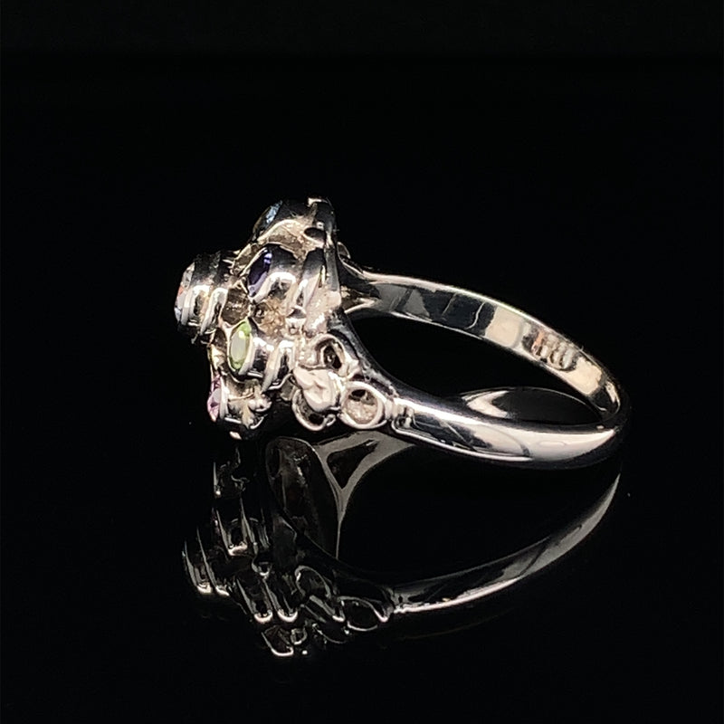 9 Stone 925 Silver Ring