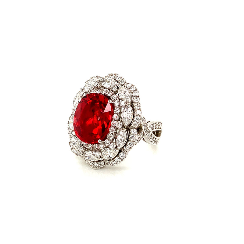 Natural Ruby 10ct  set in Diamonds 18k White Gold  Ring