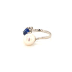 Pearl & Blue Sapphire Silver Ring