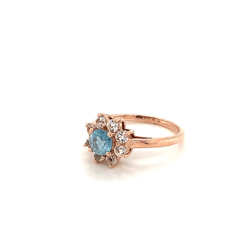 Aquamarine Gold Plated Silver Ring