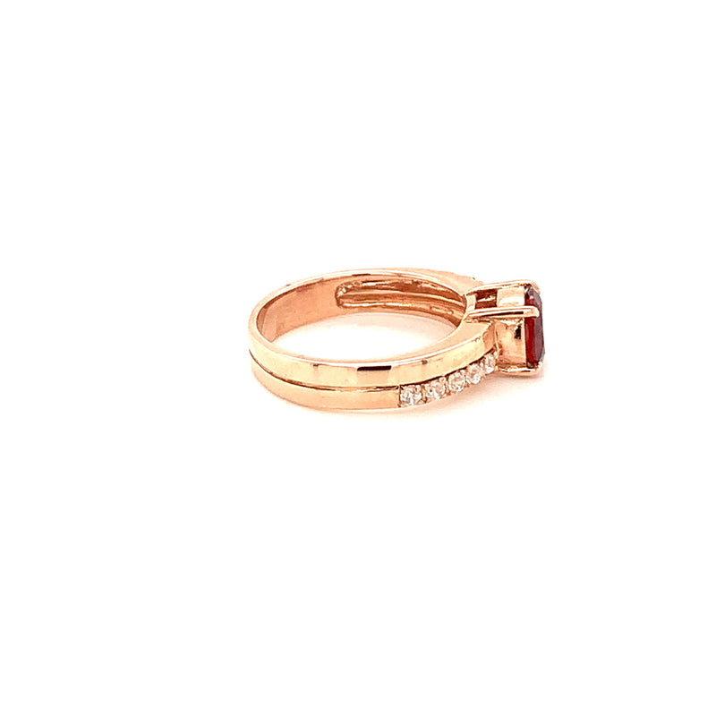 Garnet Gold Plated Silver Ring