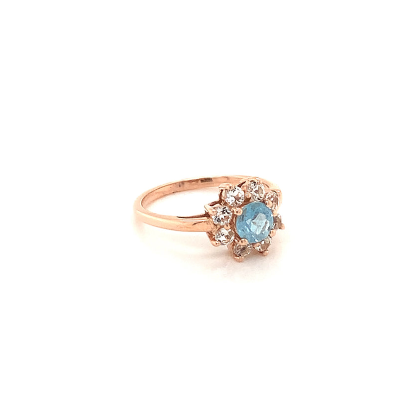 Aquamarine Gold Plated Silver Ring