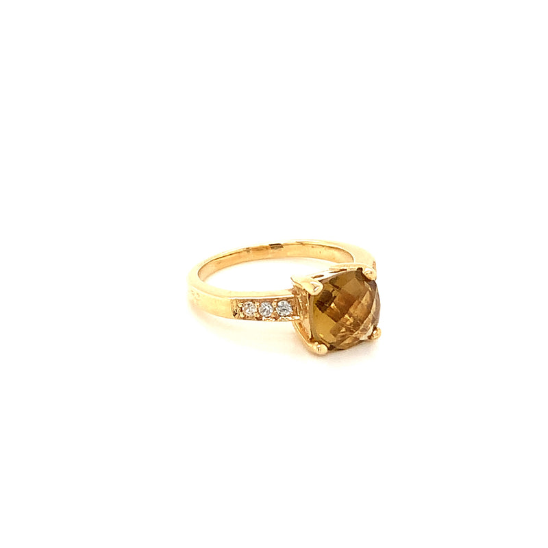 Citrine Gold Plated Silver Ring