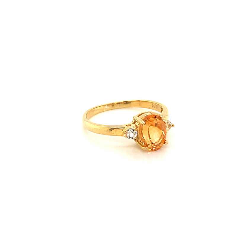 Citrine Gold Plated Silver Ring