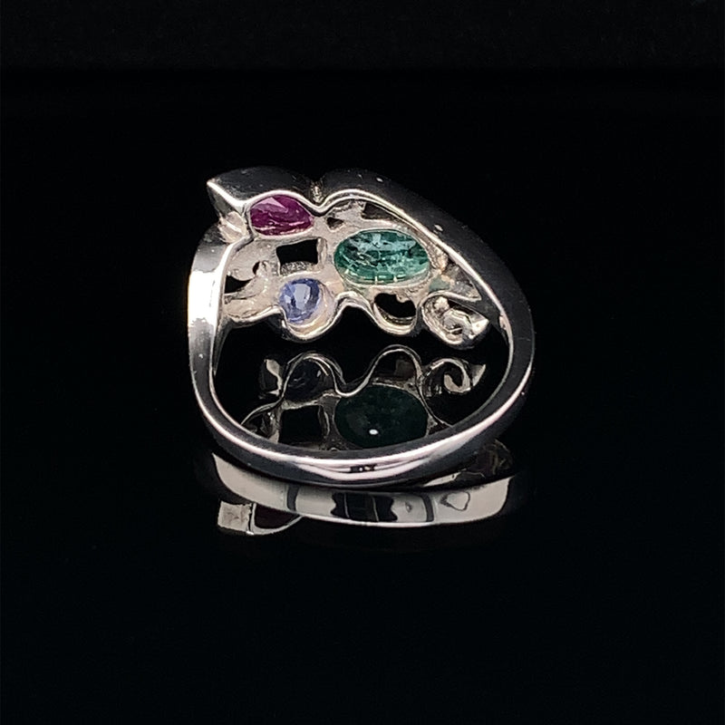 Multicolor gemstone 925 Silver Ring