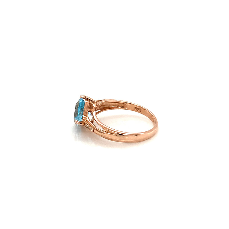 Blue Topaz Gold Plated Silver Ring