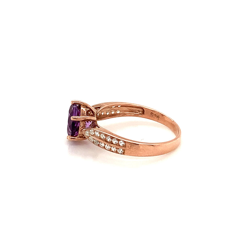 Amethyst Gold Plated Silver Ring