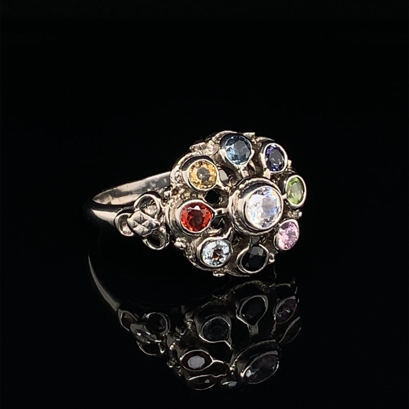 9 Stone 925 Silver Ring