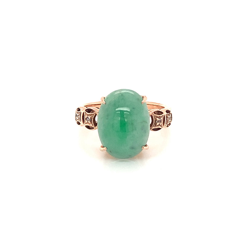 Jade Gold Plated Silver Ring