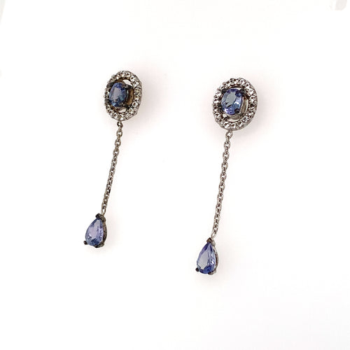 sapphire silver earrings