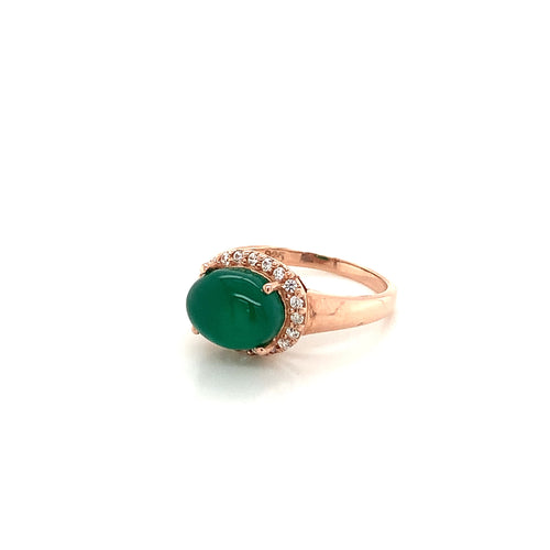 Green Agate Silver Ring