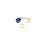 Pearl & Blue Sapphire Silver Ring