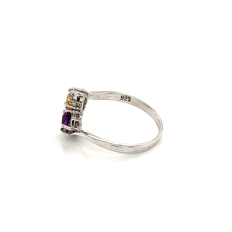 Amethyst & Citrine Silver Ring