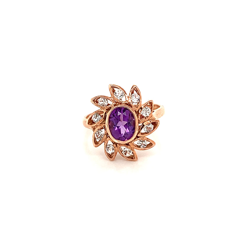 Amethyst Gold Plated Silver Ring